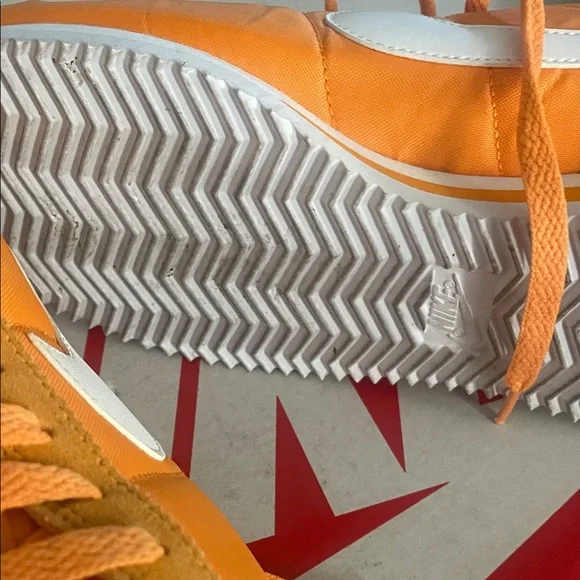 Nike Bright Orange and White Cortez Shoes - Picture 4 of 8